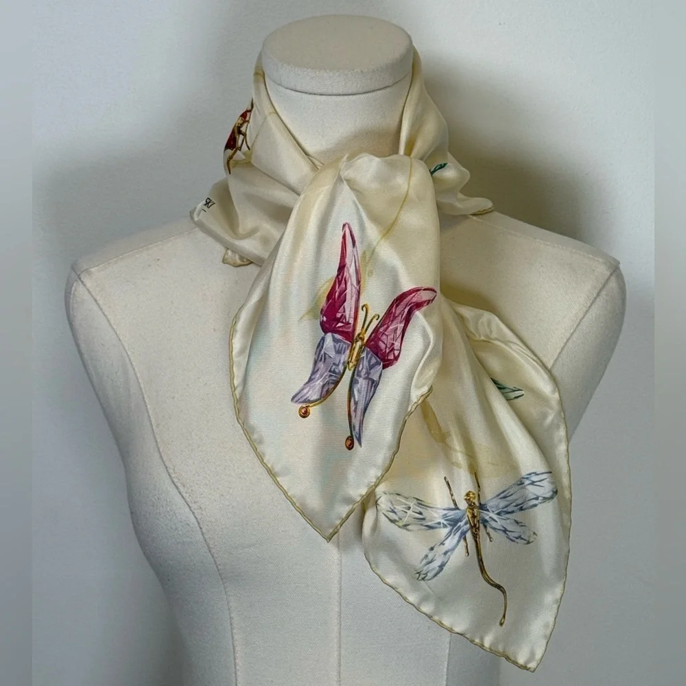 Vintage Daniel Swarovski Paris | ‘Paradise’ Silk Scarf Original Box And Tissue
